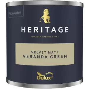 Image of Dulux Heritage Velvet Matt Veranda Green Matt Emulsion Paint 125ml