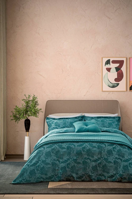 Image of Ted Baker 'Baroque' Cotton Duvet Cover Set in Blue Size: Double Blue Unisex Double