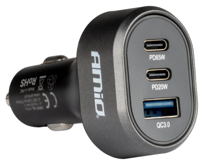 Image of AMiO 04177 Car mobile phone charger Number of inlets/outlets: 3, Power Delivery Car mobile phone charger (100026)