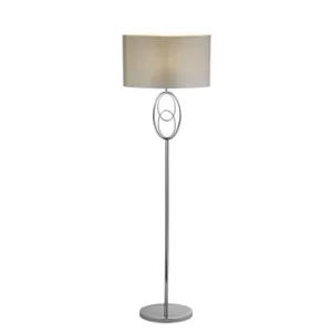Image of Loopy 1 Light Floor Lamp, Chrome, White Shade