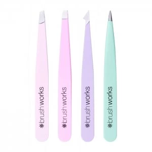 image of Brushworks Brushworks Brushworks - HD 4 Piece Combination Tweezer Set - Pastels