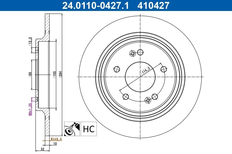 Image of Brake disc ATE 24.0110-0427.1