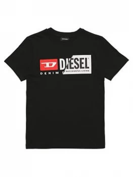 Image of Diesel Boys Cut Logo T-Shirt - Black, Size 10 Years