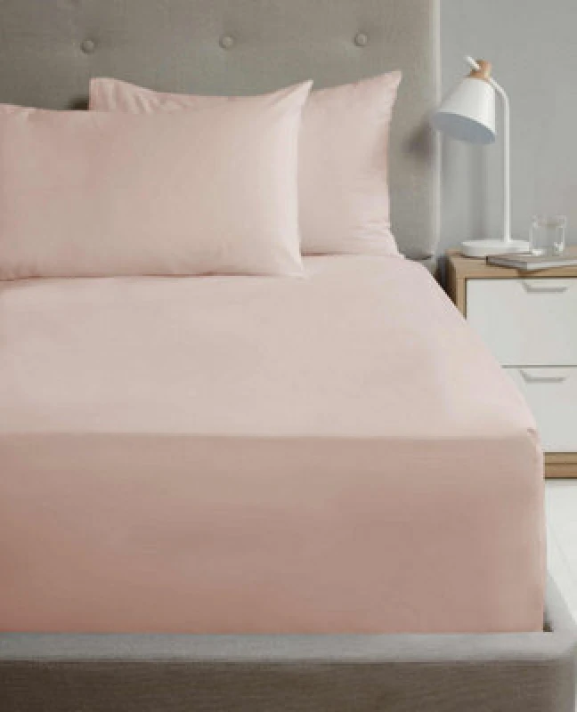 Image of Homespace Direct Ltd Flat Sheet 180Tc Percale Blush Single Sheet Suitable For Deep Mattresses