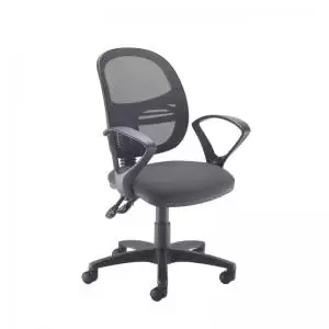 image of Jota Mesh medium back operators chair with fixed arms - Blizzard Grey