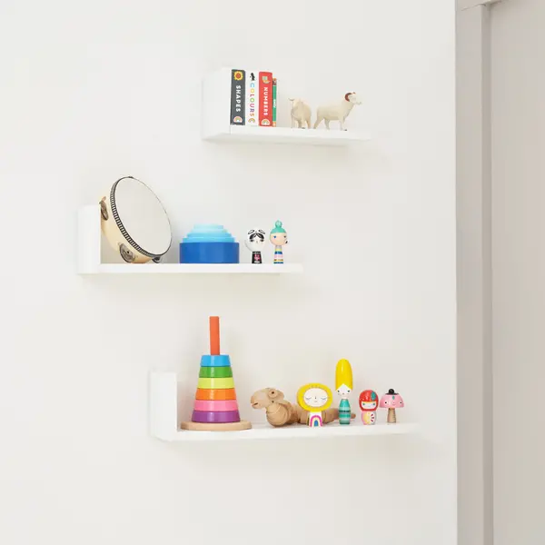 image of Tutti Bambini Rio Set of Three LShaped Wall Shelves White