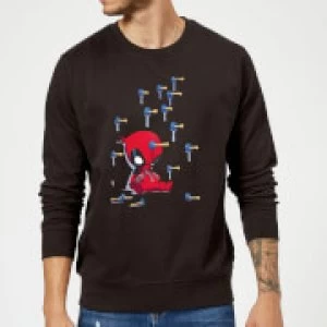 Marvel Deadpool Cartoon Knockout Sweatshirt - Black