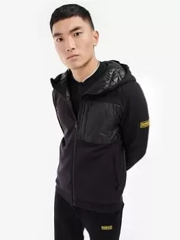 Image of Barbour International Racer Hooded Quilted Zip Thru Sweat, Black, Size L, Men