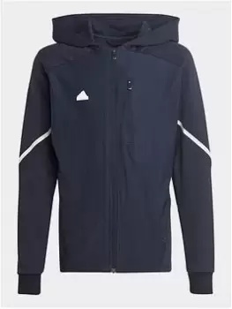 Image of adidas Designed For Gameday Full-zip Hoodie, Blue, Size 11-12 Years