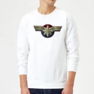 Image of Captain Marvel Chest Emblem Sweatshirt - White