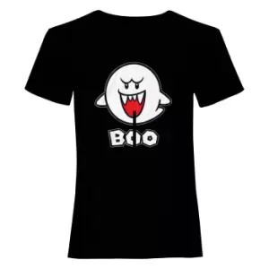 Image of Super Mario Unisex Adult Boo T-Shirt (XXL) (Black/White)