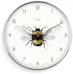 image of Acctim Society Bee Analogue Wall Clock - Silver