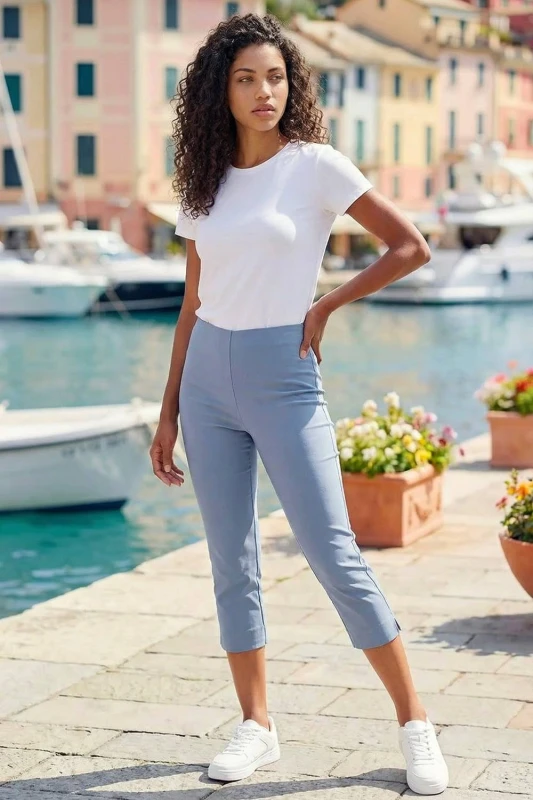 Image of Roman Womens Petite Cropped Stretch Trouser in Light Grey Size: 8 Light Grey Female 8