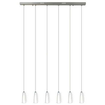 image of Linea Verdace Lighting - Linea Verdace Delfino 6 Light Straight Bar Pendant Ceiling Light Satin Nickel