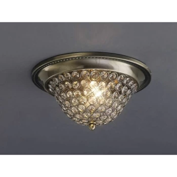 Image of Ceiling lamp Paloma Large 3 bulbs antique brass / crystal