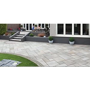 Image of Marshalls Sawn Versuro Smooth Silver 845 x 560 x 22mm Paving Slab Pack of 35