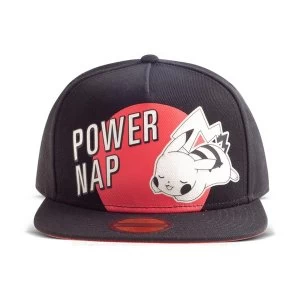 Image of POKEMON Power Nap Pikachu Snapback Baseball Cap - Black/Red