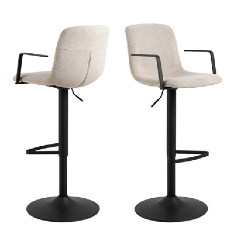 Image of Furniture To Go Pablo Swivel Beige Bar Stool With Adjustable Height Function Set Of 2