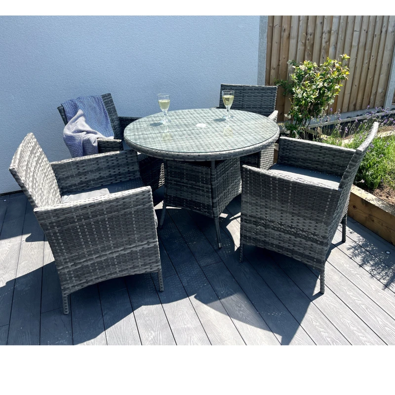 Image of Outdoor Living (NW) Ltd 5 Piece Rattan Wicker Relaxed Garden Dining Set