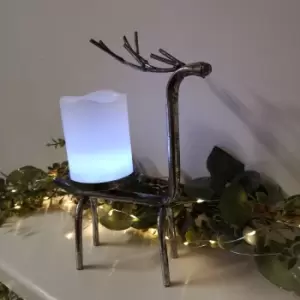 image of 28cm Iron Reindeer Tealight Candle Holder Christmas Decoration