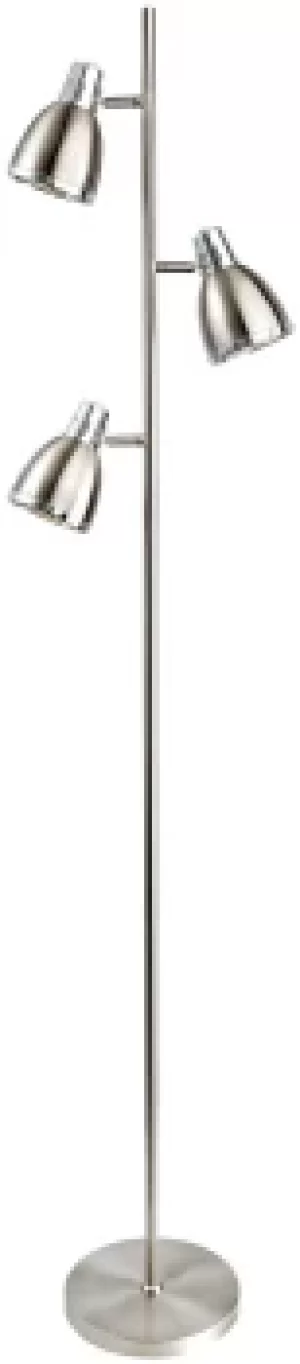 Vogue 3 Light Floor Lamp Brushed Steel, Chrome, E14