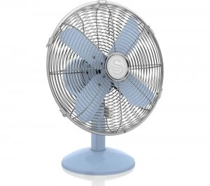 Image of Swan SFA12620BLN Retro 12" Desk Fan - Blue
