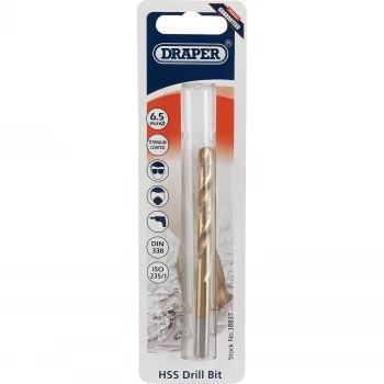 Image of Draper HSS Titanium Coated Drill Bit 6.5mm Pack of 1