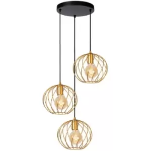 Image of Lucide DANZA - Cluster Pendant Light - Ø50cm - 3xE27 - Matt Gold, Brass