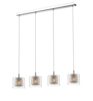 Image of Spring 4 Light Ceiling Pendant Bar Mesh Chrome, Copper, Glass, G9