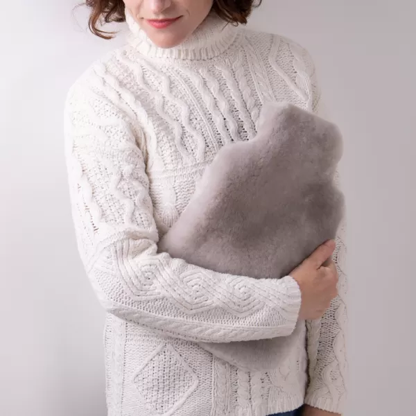 image of Just Sheepskin Dove Grey Hot Water Bottle Grey