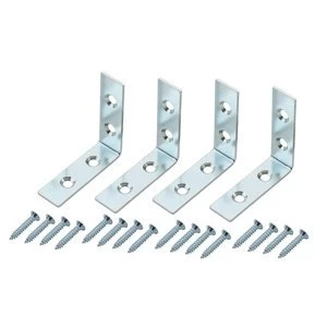 image of Zinc-plated Mild steel Corner bracket (L)50mm Pack of 4