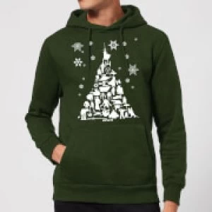 Image of Star Wars Character Christmas Tree Christmas Hoodie - Forest Green - L