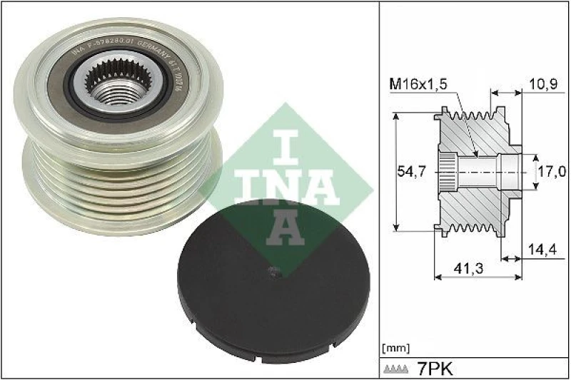 Image of Alternator clutch pulley INA 535 0351 10