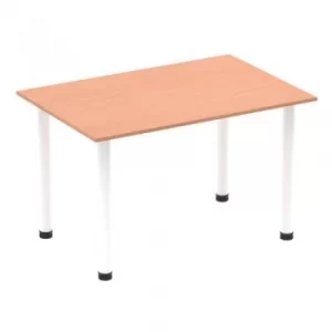 Image of Impulse 1400mm Straight Table Beech Top White Post Leg I003684