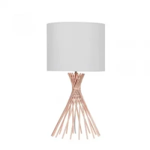 Image of Gosforth Copper Table Lamp with Cool Grey Reni Shade