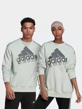 Image of adidas Essentials Brand Love French Terry Sweatshirt (gender Neutral), Green Size XL Men