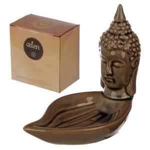 image of Thai Buddha Head and Leaf Eden Incense Burner