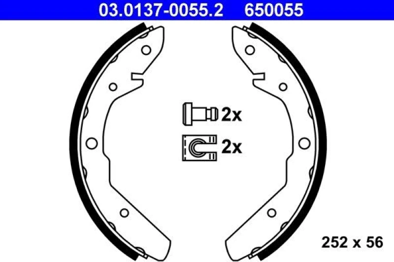 Image of ATE 03.0137-0055.2 Brake Shoes Brake Shoe Set (70)