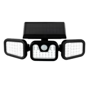 image of Avenue LED Solar Security Wall Light with PIR Black IP44