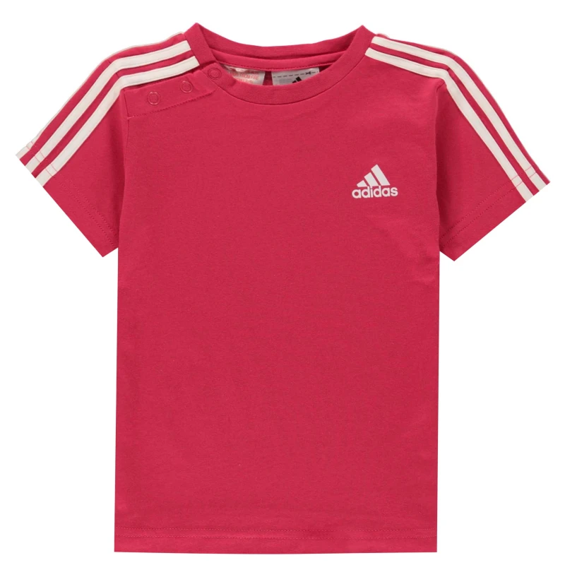 Image of adidas Stripe Essential T Shirt - Red Red 0-3 Months