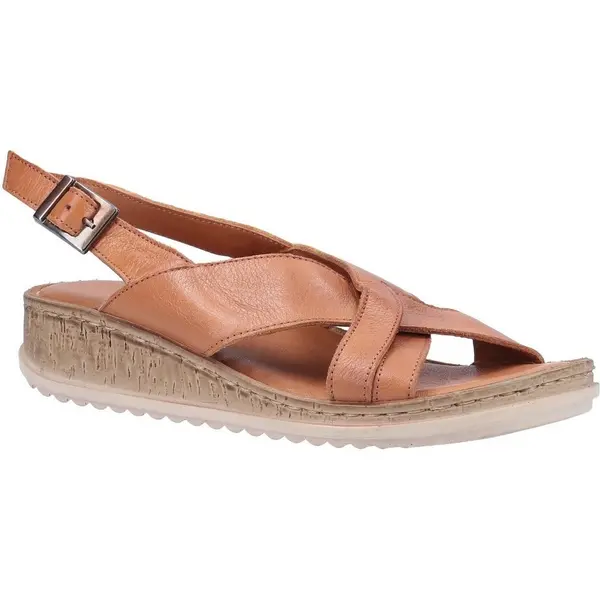 image of Hush Puppies Womens Elena Cross Over Wedge Sandals UK Size 7 (EU 40) Tan HUS321-TAN-7