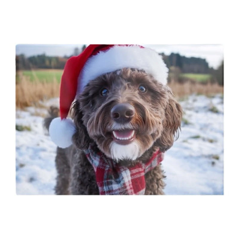 Image of Warren Reed Designer Christmas Labradoodle Glass Chopping Board