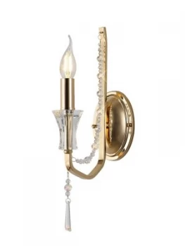 Image of Wall Lamp 1 Candle Light E14 French Gold, Crystal