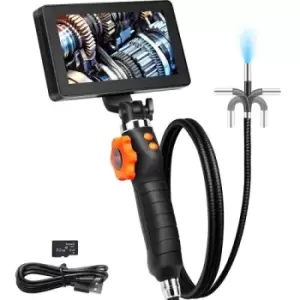 image of VEVOR Articulating Borescope Camera with Light, Two-Way Articulated Endoscope Inspection Camera with 6.4mm Tiny Lens, 5" IPS 1080P HD Screen, 8X Zoom,