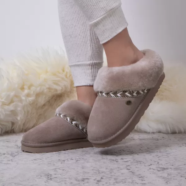 image of Just Sheepskin Phoebe Sheepskin Slippers Cafe Au Lait