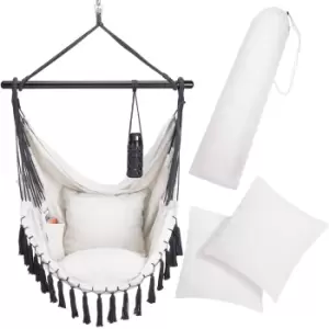 Image of Hanging Chair Cream Boho Style with Cushions