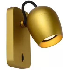 Image of Lucide PRESTON - Wall Spotlight - LED Dim to warm - GU10 - 1x5W 2200K/3000K - Matt Gold, Brass
