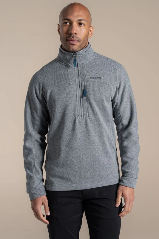 Image of Craghoppers Craghoppers Men Torney Half-Zip Knit-Look Insulating Active Fleece in Light Grey Size: X-Large Light Grey XL Male 5063260131254