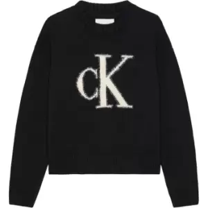 image of Calvin Klein Jeans Fluffy Monogram Sweater - Black