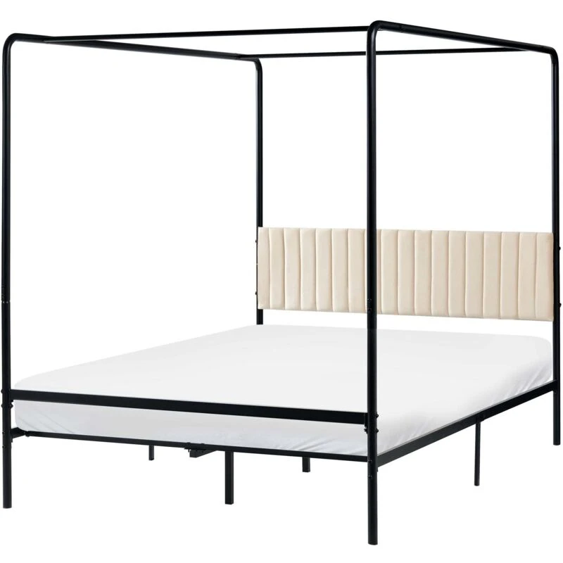Image of Beliani Four Poster Bed Metal Mirabeau 140 X 200 Cm (Eu Double) Black
